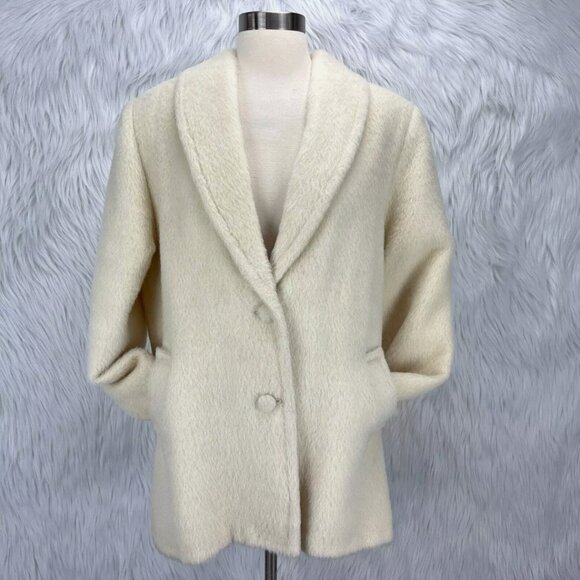 Vintage 50's 60's Alpaca Original Ivory Peruvian Boutique Classic Jacket